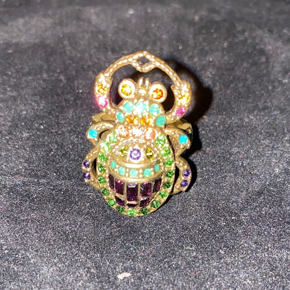 Vintage Heidi Daus Unique Colorful Beetle Ring Size 6